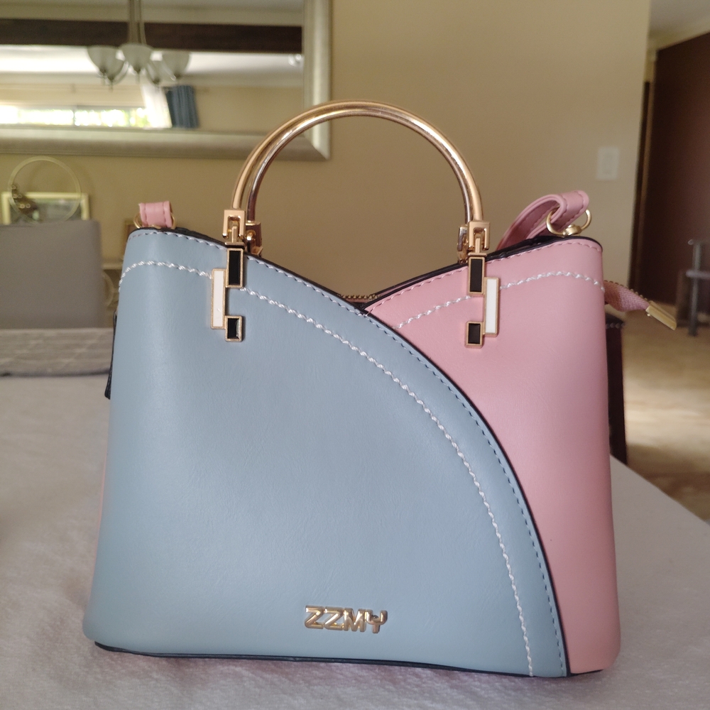 Pink and Blue Women's Handbag